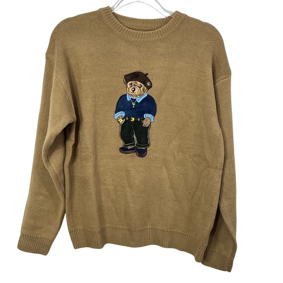 Other - Velvet‎ Corduroy Embroidered Large Bear Crew Neck Sweater Men's Size Medium
